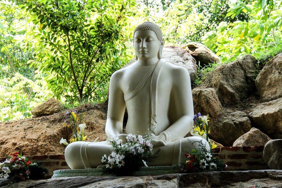 Статуя Будды в старинном парке Махамегха